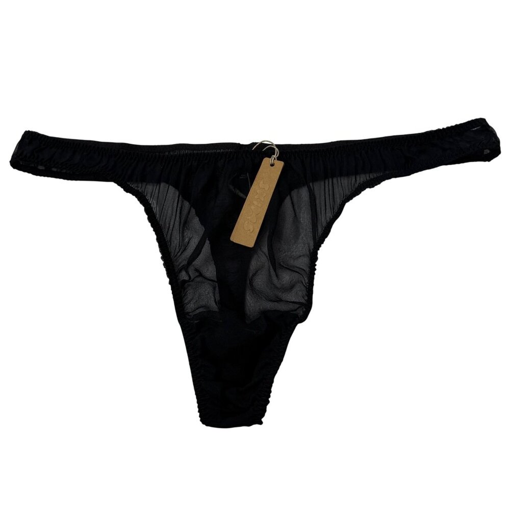 SKIMS Romance Dipped‎ Thong Silk Onyx XL